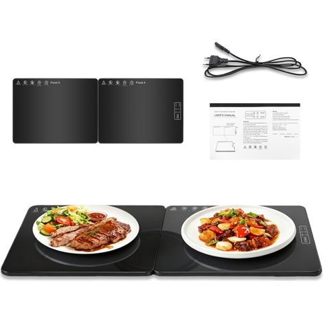 Chauffe-Plat Électrique Pliable Noir Réglable