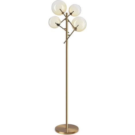 Ideal Lux EQUINOXE Stehlampe mit 4 Lichtern und mehreren Armen, Schirm bernsteinfarben