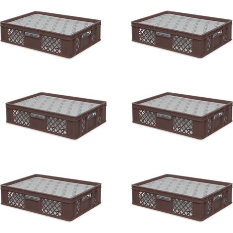 BRB 6x boîte en verre 600x400 mm, 33 verres jusqu’à 122 mm de hauteur/diamètre 75 mm, marron