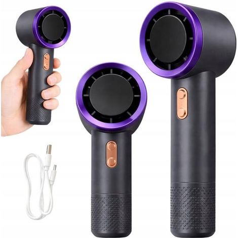 Mini ventilatore portatile USB, nero – Ventilatore tascabile ricaricabile con schermo e batteria da 5000 mAh
