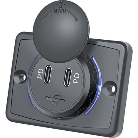 Chargeur double carré plat PD avec revêtement noir -