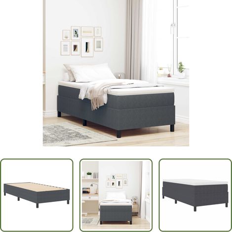 Schlafzimmer - Plattformbettgestell Dunkelgrau 100 x 200 cm Cordstoff (1/5)