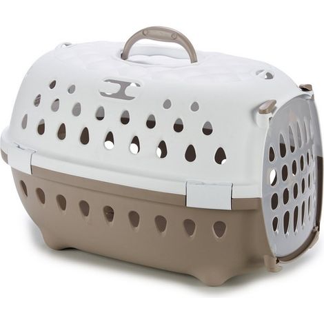 Trasportino per cani e gatti tortora chiaro e bianco Stefanplast Travel Chic (1/2)
