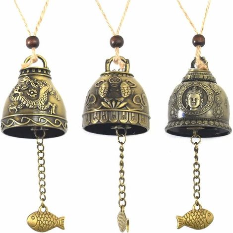 Green Mobility-Vintage Fengshui Bell, 3pcs Métal Carillons Éoliens Vintage Dragon Bénédiction Statue de Bouddha Carillon Chinois Traditionnel Carillon À Vent pour Jardin Intérieur Extérieur Décoration (1/5)