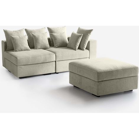 Divano modulare sfoderabile Made in Italy con pouf Cortina G DX - Beige (1/5)