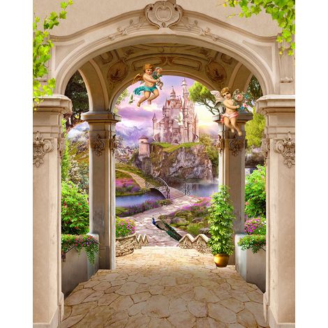 Papier peint panoramique Enfants - Château Enchanté - 130 cm x 163 cm (1/2)