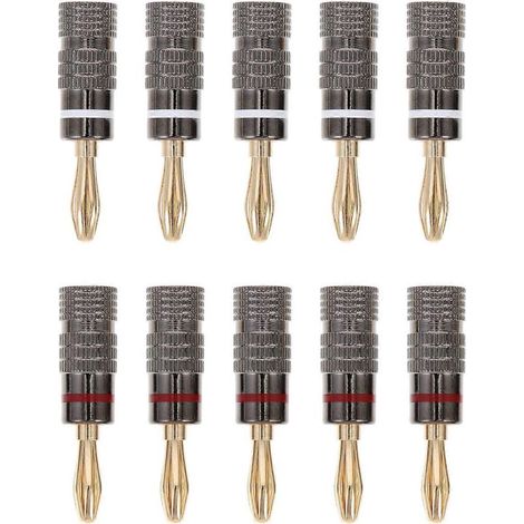 Lot de 10 câbles d'enceintes avec connecteurs banane et pinces bananes-1.1X1.1X4.2CM (1/4)