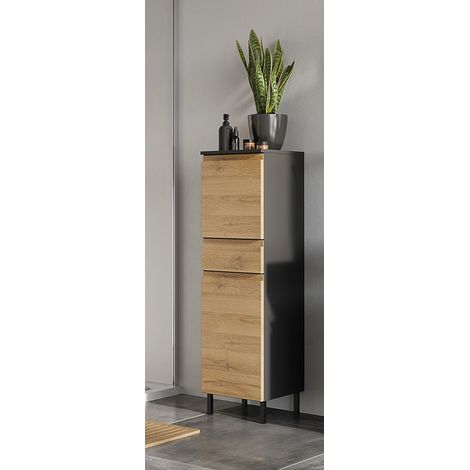 Colonne de salle de bain H 120 cm chêne/graphite Salsa (1/5)