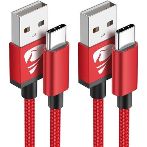 TRAHOO-Cable USB C, [1M+2M/Lot de 2] Câble USB C Charge Rapide 3A Fil Chargeur Type C Tressé Cable USB vers USB C pour Samsun[J9] (1/5)