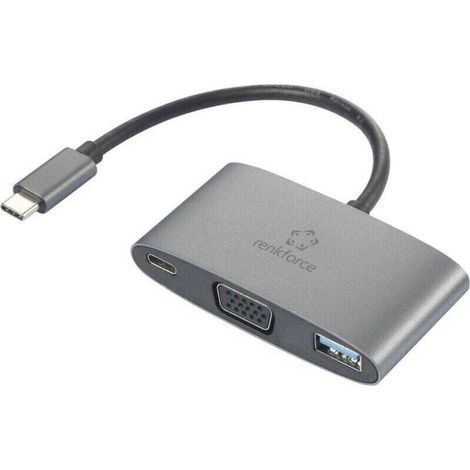 Adaptateur USB-C vers VGA avec charge PD et port USB 3.0 – RF-HUB-151 – 15 cm – Y441082 (1/4)