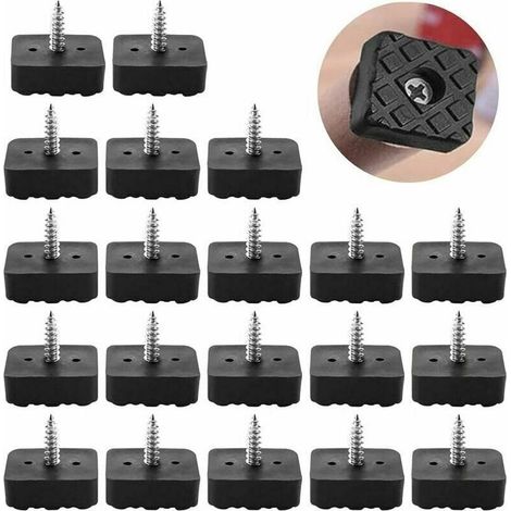 22x22mm - Black - 20 Pcs Rubber Chair Pad Anti-Slip Chair Leg Protector Screw-in Anti-Slip Pad Anti-Noise Chair Leg Pad Square Chair Leg Pad (1/5)