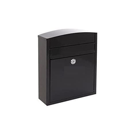 Compact E5734 Steel Mailbox, Individual Outdoor Mailbox, Wall Mounted Mailbox, Rainproof, Easy to Install, Black Size S (DIN A5) - 28.5 x 24 x 9.5 cm (1/5)