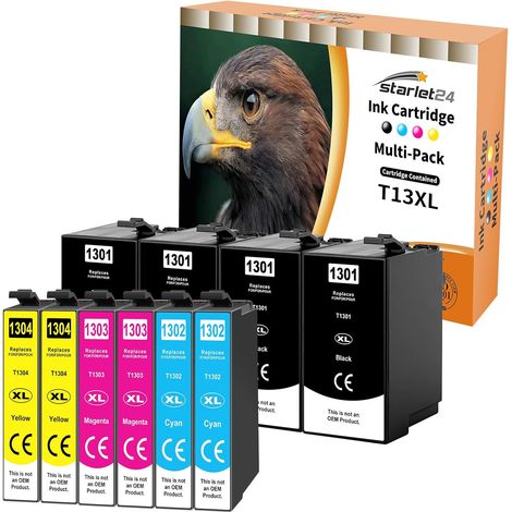 10x Cartouches d'encre Compatible avec Epson T1301-T1304 (1/5)