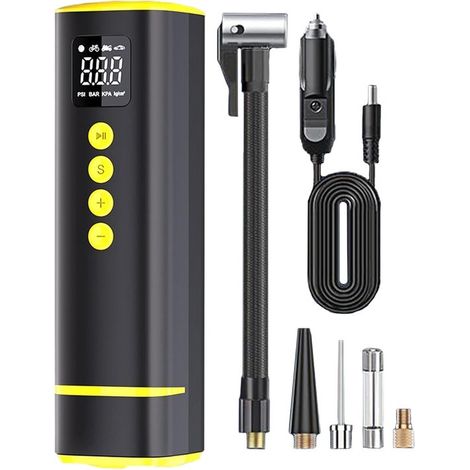 Tragbarer Luftkompressor tragbare Reifenpumpe leichte Bauweise Digitalanzeige kabelloses Manometer schnelles Aufpumpen von Motorrad LKW Fahrrad x 17 (1/5)