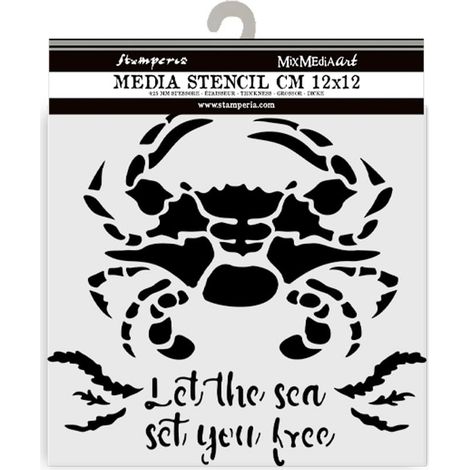 Thick Stencils for Scrapbooks, Albums, Cards, Bullet Journalling, Flexible Material, Easy to Clean, for Hobbies, Crafts and Gifting (Silent Sea, Crab) (1/3)