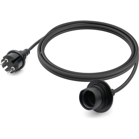 Wasserdichte Lampenfassung E27 mit Kabel Outdoor 2,5m Schwarz (1/5)