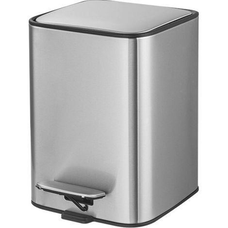 5-Liter-Edelstahl-Treteimer (Materialien: SBA + PP), Maße: 19,2 cm x 24 cm x 27,9 cm, ideal für Küche und Bad – Crezuo
