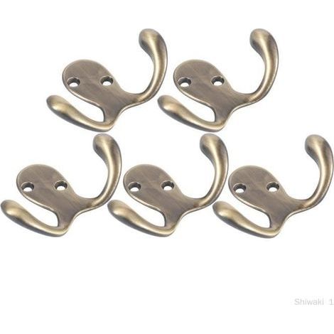 (Bronze) Wandhaken – Schwerlast – 5 Stück – Doppelzinken – Bronzefarbenes Metall – Vintage (1/2)