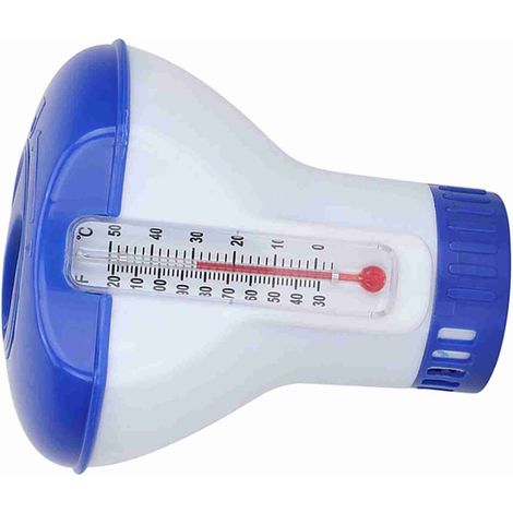 Schwimmender Chlordosierer für Schwimmbäder mit Thermometer und Tablettenhaltern (1/5)