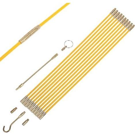 Aides à l'insertion de câbles Enfile-câbles électrique Tiges d'extraction en fibre verre – pour installation murale, matériel intérieur et extérieur 45 Cm. - (1/5)