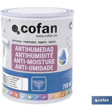 Pintura antihumedad sintética color blanco mate para interior y exterior (750ml) (1/4)