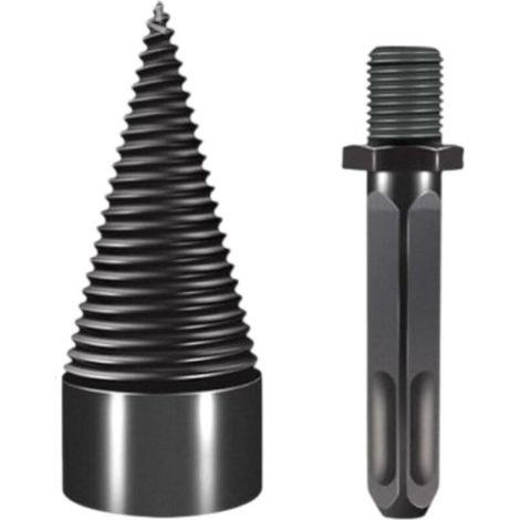 Foret conique pour fendeur de bois 50 mm, tige conique filetée, foret pour fendeur de bois avec tige hexagonale/carrée/ronde, pour perceuse à fendeur de bois, foret conique étagé, foret conique en aci (1/5)