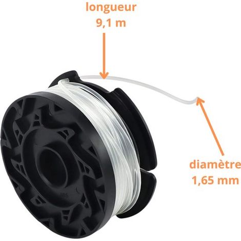 Bobine de fil de rechange pour débroussailleuse Black & Decker AF-100-3ZP Ø 1,65 mm longueur 9,1 m - Set de 8 bobines + 2 housses (1/5)