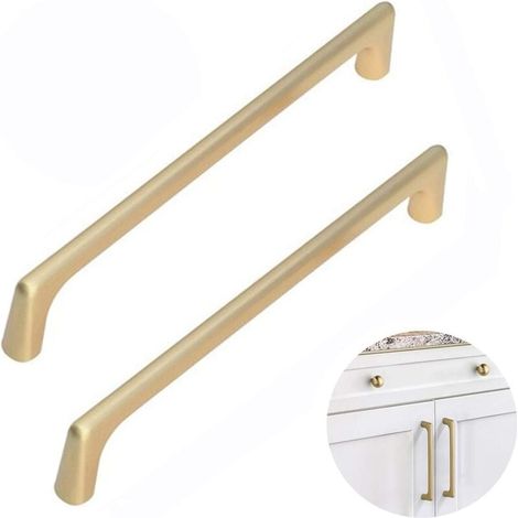 Set di maniglie per cassetti da cucina in ottone spazzolato, maniglie per mobili, maniglie per cassetti moderne per cucina, camera da letto, armadio, interasse fori 160 mm (1/5)