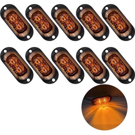 10X 2 LED Feux de Marquage Latéral 12 / 24V Feux De Gabarit LED Remorque Lampe 3000K LumièRe D’Avertissement Pour Camion Rv Caravane (Jaune) (1/5)
