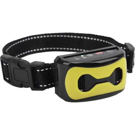Collier anti-aboiements intelligent pour chien avec identification automatique, étanche et de dressage (jaune) (1/5)