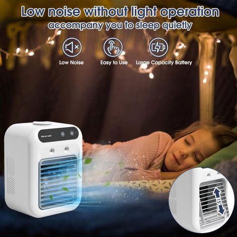 Rafraichisseur D'Air Portable - Brumisateur USB Rechargeable - 2 Vitesses - Réservoir 500 Ml - Pour Bureau Chambre Extérieur - 1 Pièce (1/5)