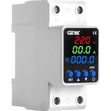Dispositif de protection contre les surtensions et les sous-tensions réglable Affichage numérique Protecteur de tension et de courant 220 V Rail DIN(GPS6-VAK,40A) (1/5)