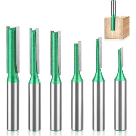 6-teiliges Fräserset mit 6-mm-Schaft, 8-mm-Fräsern, Holz-Kopierfräsern mit 3-mm-, 4-mm-, 5-mm-, 6-mm-, 7-mm- und 8-mm-Schäften, Fräsern mit geradem Schaft, Nutfräsern für Oberfräsen, Holzbearbeitungsf (1/5)
