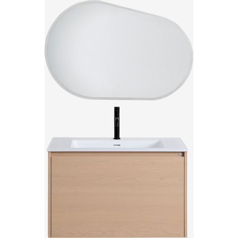 Conjunto di mobile bagno sospeso 80x50 cm in legno con lavabo integrato Jacob SKLUM (1/5)