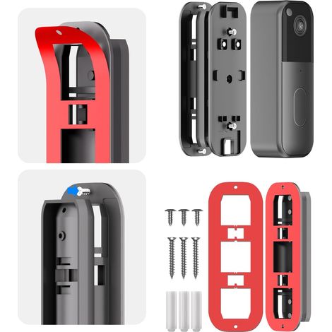 Horizontal Adjustable Wedge Bracket and Wall Plate Compatible with Video Doorbell (Black) - Adaptable from 35° to 55° (1/5)