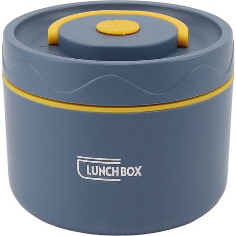 Runde, isolierte Bento-Box, Edelstahl, 550 ml, 2 Etagen, stapelbar und mikrowellengeeignet, Tiefseeblau (1/5)