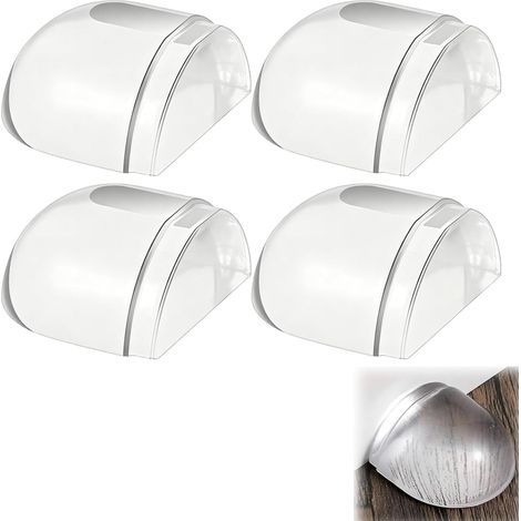 4 Pack Self Adhesive Door Stoppers Clear Stick On Tile Laminate Wood Vinyl Door Stop Silent Door Stop with Strong Adhesion to Protect Doors, Walls (1/5)