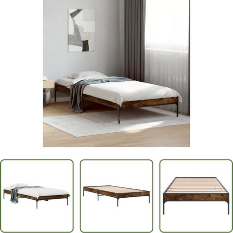 Lit chêne - Cadre de lit sans matelas chêne fumé 90x190 cm (1/5)