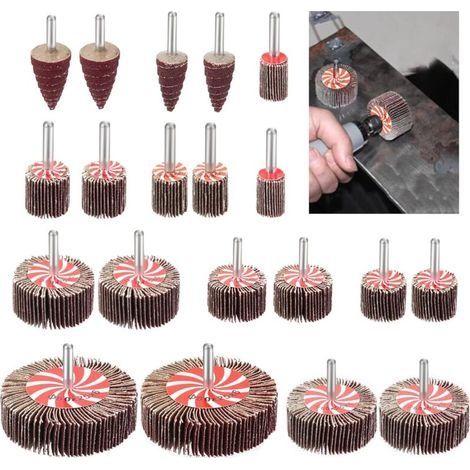 Roue Abrasive 20 pièces Grain 80 Disque a lamelle pour Brosse Poncage Perceuse Accessoires Polissage Bois Metal (1/5)