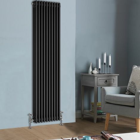 NRG Cast Iron Style Radiator Traditional Anthracite Central Heating Rads Vertical 3 Column 1800x470mm