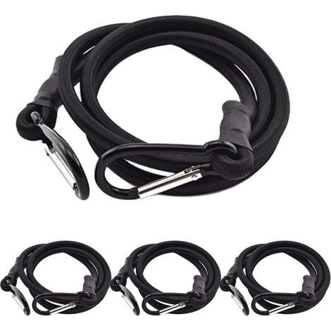 Cuerdas elásticas con ganchos metálicos – Juego de 4 correas elásticas negras para portaequipajes, fijación segura, carga máxima 50 kg (1/5)