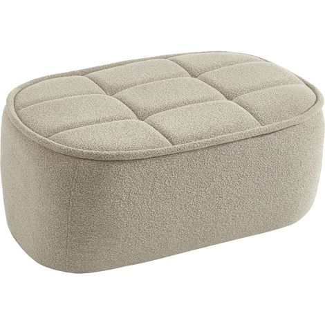 sweeek - Sitzhocker, Fußhocker mit strukturiertem Bouclé-Bezug für den Sessel Boni, Strukturiertes  Bouclé, Beige