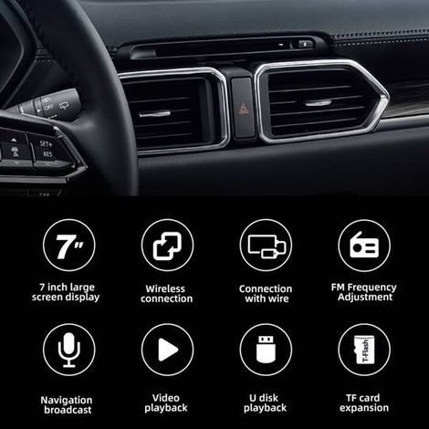 Lecteur Bluetooth portable sans fil pour voiture avec grand écran de 7 pouces, appareil tout-en-un M10 HD pour la connexion à un téléphone portable (1/4)