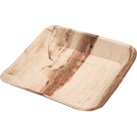 Assiette jetable plate carrée 24x24 cm en feuille de palmier - 25 pièces - Ecobioshopping (1/3)