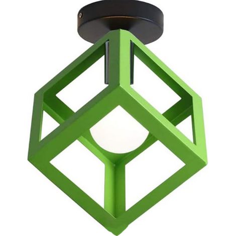 Cubo Creativo Lustre Vintage Lámpara De Techo Antiguo Lámparas De Colgar De Metal De Hierro Para Verde Bar Office (1/5)