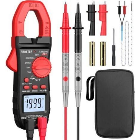 600A NCV Digital Clamp Meter, 2000 Count Professional TRMS Clamp Multimeter AC Current AC/DC Voltage NCV Continuity Resistance Temperature Diode Hz (1/5)