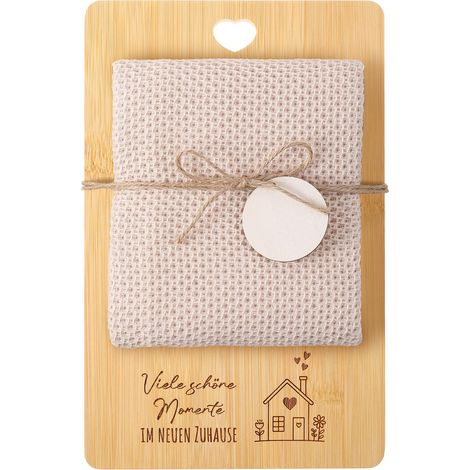 Cadeau de Pendaison de Crémaillère Appartement Planche à Découper en Bois Torchon Cuisine Coton Cadeau pour Nouvelle Maison Cérémonie Clôture (1/5)