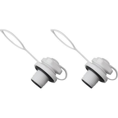 Valve Boston à embase 24 mm - valve à filetage interne à visser pour bateaux pneumatiques et matelas pneumatiques, en polypropylène blanc avec entrée pour pompe (1/5)