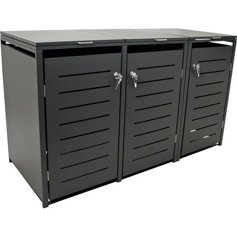 Mülltonnenbox 200x80x116cm für 3x Tonnen 120 und 240 Liter, Stahl anthrazit