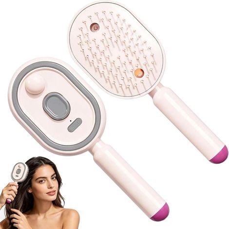 Peigne de Massage Électrique à Coussin d'Air avec Spray et Lumière Rouge, Brosse Vapeur Cheveux, Coiffage Lissant pour Cheveux Secs ou Mouillés avec Brume Fine (1/5)